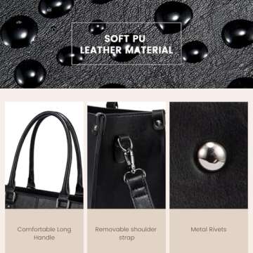 LOVEVOOK Laptop Bag for Women,15.6 Inch Laptop Tote Bag Work Bags for Women, Vintage Leather Computer Bag, Large Capacity Office Briefcase, Business Handbag Shoulder Bag 2PCs