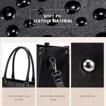 LOVEVOOK Laptop Bag for Women,15.6 Inch Laptop Tote Bag Work Bags for Women, Vintage Leather Computer Bag, Large Capacity Office Briefcase, Business Handbag Shoulder Bag 2PCs