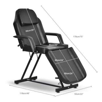 Paddie Professional Massage Bed 3-Section Folding, Adjustable Tattoo Table for Client, 73inch Facial...