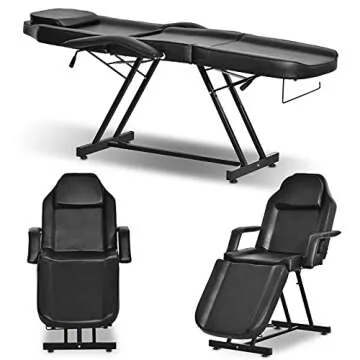 Paddie Professional Massage Bed 3-Section Folding, Adjustable Tattoo Table for Client, 73inch Facial Chair for Esthetician, Black
