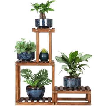 COOGOU Wood Plant Stand Indoor Outdoor 4 Tiers Plant Rack Corner Planter Shelf Flower Pot Holder for...