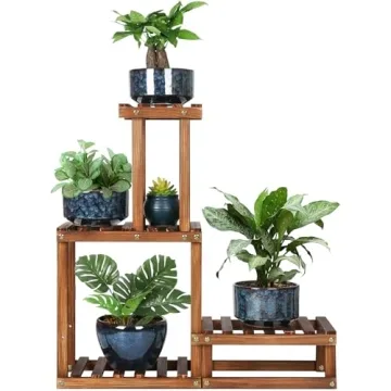 COOGOU Wood Plant Stand Indoor Outdoor 4 Tiers Plant Rack Corner Planter Shelf Flower Pot Holder for...