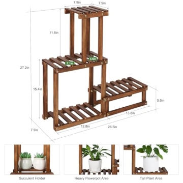 COOGOU Wood Plant Stand Elegant 4-Tier Indoor Outdoor Shelf