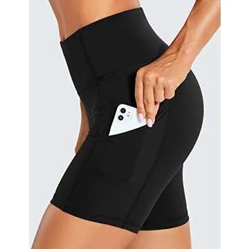 CRZ YOGA Women's Lightweight High Waisted Running Shorts with Pockets