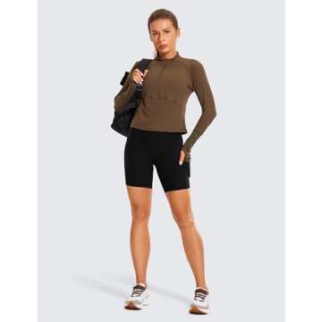 CRZ YOGA Women's Lightweight High Waisted Running Shorts with Pockets