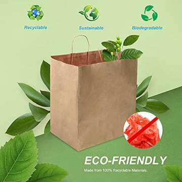 orange river 25 Count 14" L x 10" W(gusset) x 15.75" H Large Ultra Wide Brown Kraft Paper Bags with Twisted Handle, Perfect Solution for Restaurant Takeouts, Parties, Baby Shower, Shopping