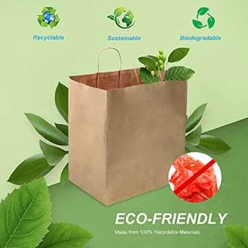 orange river 25 Count 14" L x 10" W(gusset) x 15.75" H Large Ultra Wide Brown Kraft Paper Bags with Twisted Handle, Perfect Solution for Restaurant Takeouts, Parties, Baby Shower, Shopping