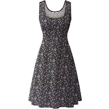 Herou Women Summer Casual Floral Sleeveless A-Line Sun Dresses Flower-5 Small