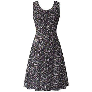 Herou Women Summer Casual Floral Sleeveless A-Line Sun Dresses Flower-5 Small