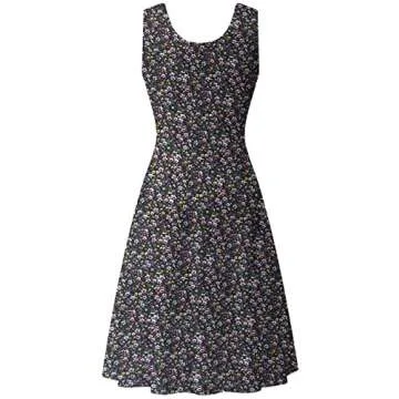 Herou Women Summer Casual Floral Sleeveless A-Line Sun Dresses Flower-5 Small