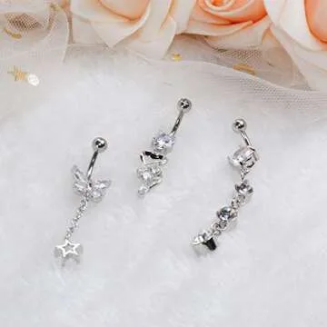 Stylish 10pcs Dangle Belly Button Rings for Women