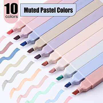 LABUK 10pcs Pastel Highlighters Aesthetic Cute Soft Chisel Tip Marker Pen with Mild Assorted Colors, No Bleed Dry Fast Easy to Hold for Journal Bible Planner Notes School Office Supplies