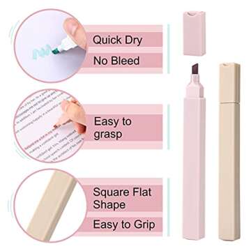LABUK 10pcs Pastel Highlighters Aesthetic Cute Soft Chisel Tip Marker Pen with Mild Assorted Colors, No Bleed Dry Fast Easy to Hold for Journal Bible Planner Notes School Office Supplies