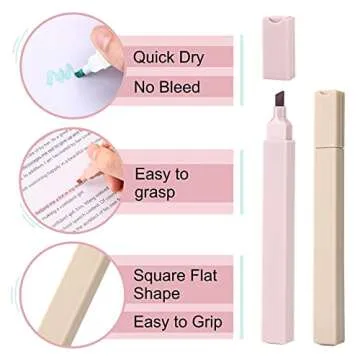 LABUK 10pcs Pastel Highlighters Aesthetic Cute Soft Chisel Tip Marker Pen with Mild Assorted Colors, No Bleed Dry Fast Easy to Hold for Journal Bible Planner Notes School Office Supplies