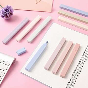 LABUK 10pcs Pastel Highlighters Aesthetic Cute Soft Chisel Tip Marker Pen with Mild Assorted Colors, No Bleed Dry Fast Easy to Hold for Journal Bible Planner Notes School Office Supplies