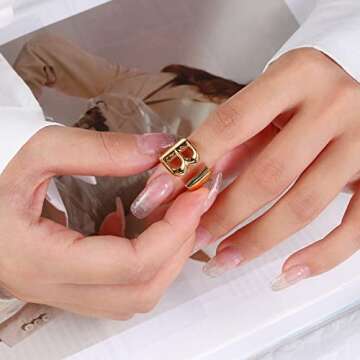 Sora Tuki E Letter Ring Gold Initial Rings for Women Chunky Gold Rings for Women Letter Rings Adjustable Rings Initial Jewelry