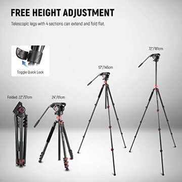 NEEWER 72" Fluid Head Tripod for DSLR & Video Cameras
