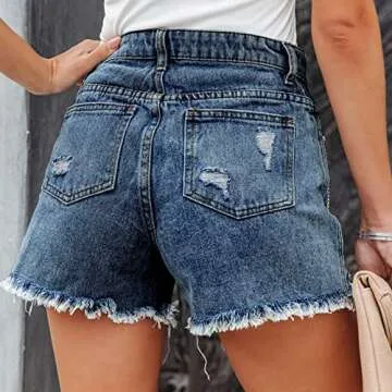 Women's Diamond Tassels Denim Shorts Summer High Waist Ripped Jeans Shorts with Rhinestone Fringe