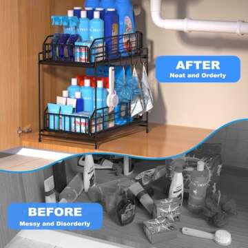 NUTSAAKK Under Sink Organizers and Storage, Kitchen Cabinet Organizer with Sliding Drawer, Upgraded ...
