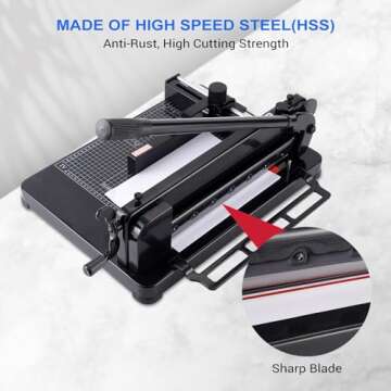 Heavy Duty Paper Cutter,12 inch Guillotine Paper Cutter,Guillotine Paper Cutters and Trimmers Cards Leather with Metal Base for Office Home School (Black, a4)