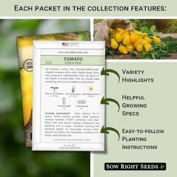 Sow Right Seeds - Tomato Seed Collection for Planting - 10 Varieties with Many Sizes, Shapes, and Co...