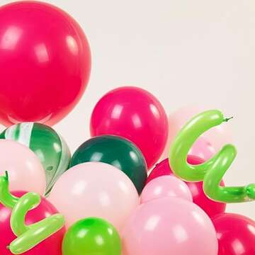 Summer fruit Watermelon Party Decorations Balloon Arch Garland Kit Red Green Pink with Watermelon mylar balloons for one in a melon theme Birthday Party Decorations