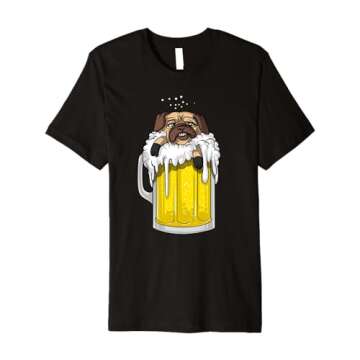 Pug Dog Beer Drinking Party Funny Men Women Premium T-Shirt