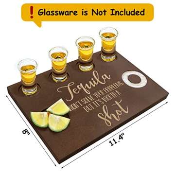 Tequila Shot Board & Glass Holder with Salt Rim