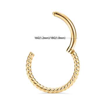 AROWRO Cartilage Helix Daith Rook Tragus Earrings in Gold - 18G Nose Hoop Jewelry