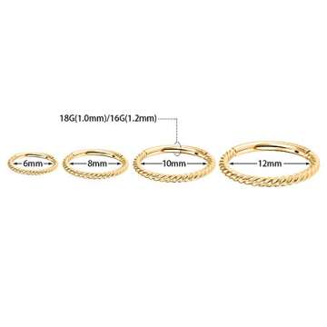 AROWRO Gold Cartilage Helix Daith Rook Earrings 18G 6mm