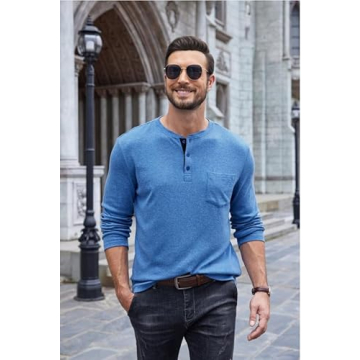 Stylish COOFANDY Long Sleeve Henley Shirt for Men