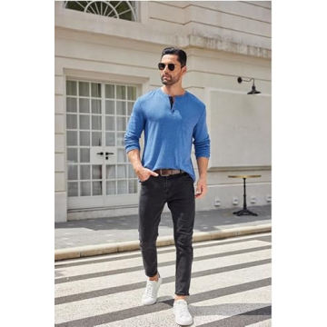 Stylish COOFANDY Long Sleeve Henley Shirt for Men