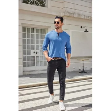 Stylish COOFANDY Long Sleeve Henley Shirt for Men