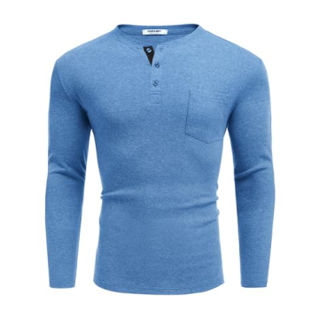 Stylish COOFANDY Long Sleeve Henley Shirt for Men