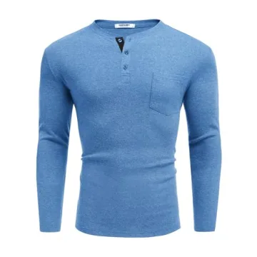 Stylish COOFANDY Long Sleeve Henley Shirt for Men