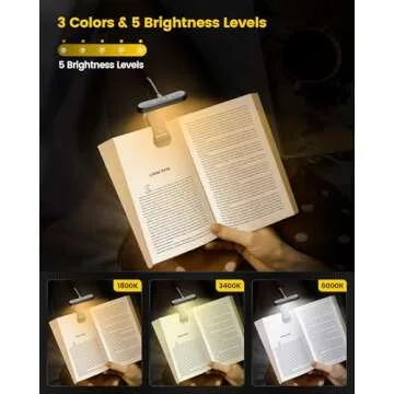 Glocusent Book Light - Rechargeable, Eye-Caring, Portable