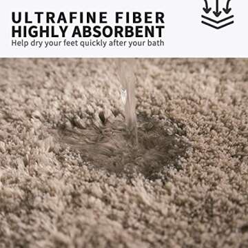 FIFU Bath Rug Mat 20" W x 32" L for Bathroom, Bedroom, Laundry Room & Kitchen, Non-Slip Rubber Latex Backing, Extra Soft and Absorbent Microfiber Carpet, Machine Washable and Absorbent Rug, Beige