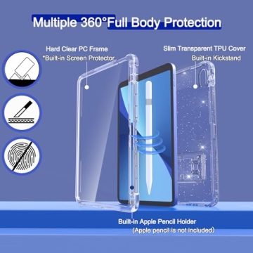 Stylish Rantice iPad 10th Gen Case with Glitter and Kickstand