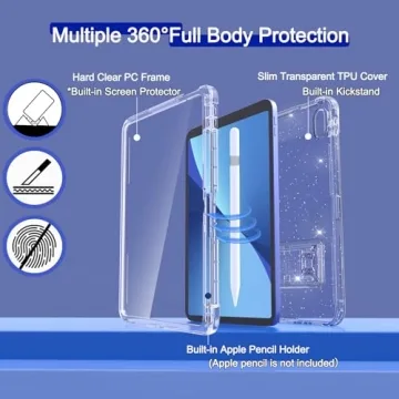 Stylish Rantice iPad 10th Gen Case with Glitter and Kickstand