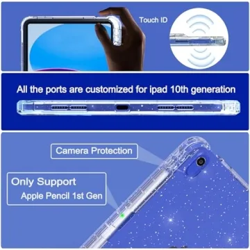 Stylish Rantice iPad 10th Gen Case with Glitter and Kickstand