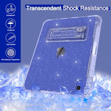 Stylish Rantice iPad 10th Gen Case with Glitter and Kickstand