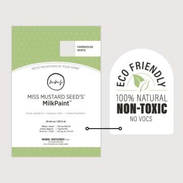 Miss Mustard Seed's MilkPaint for Furniture, Wood, Cabinets, Walls, Brick, and Stone, Water Based, All Natural, Eco Friendly, Organic, No VOCs (Farmhouse White, Pint)