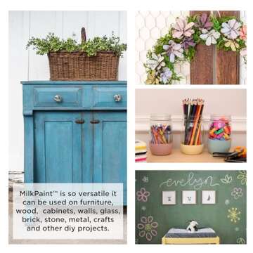 Miss Mustard Seed's MilkPaint for Furniture, Wood, Cabinets, Walls, Brick, and Stone, Water Based, All Natural, Eco Friendly, Organic, No VOCs (Farmhouse White, Pint)