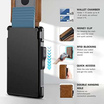 umoven Wallet for Men - with Money Clip Slim Leather Slots Credit Card Holder RFID Blocking Bifold Minimalist Wallet (Brown)