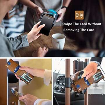 umoven Wallet for Men - with Money Clip Slim Leather Slots Credit Card Holder RFID Blocking Bifold Minimalist Wallet (Brown)