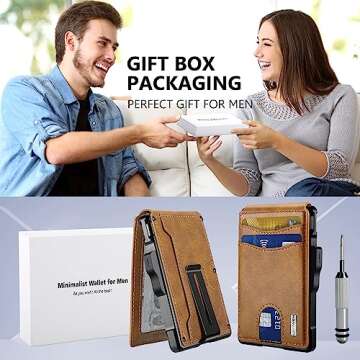 umoven Wallet for Men - with Money Clip Slim Leather Slots Credit Card Holder RFID Blocking Bifold Minimalist Wallet (Brown)