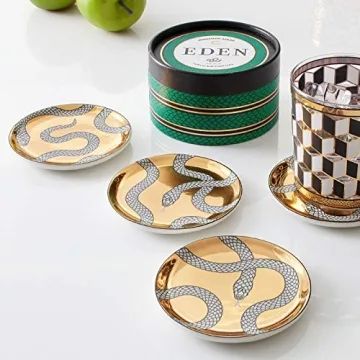 Jonathan Adler Eden Coasters Gold - Elegant Porcelain Design