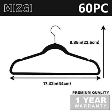 MIZGI Velvet Hangers - 60 Pack Heavy Duty Non-Slip