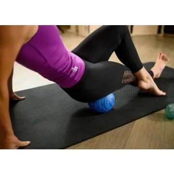Balanced Body Posture Ball, EVA Foam Pilates Prop for Alignment, Posture Tool for Thighs, Back, Legs, Swirlie Blue, 6 Inches