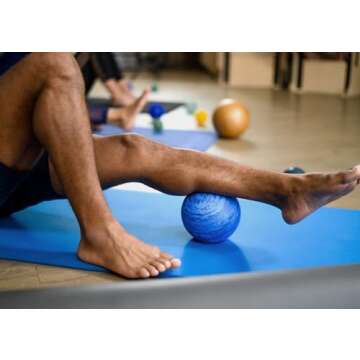 Balanced Body Posture Ball, EVA Foam Pilates Prop for Alignment, Posture Tool for Thighs, Back, Legs, Swirlie Blue, 6 Inches